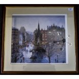 Limited Edition Bob Richardson Framed Print Depicting Albert Square Manchester.