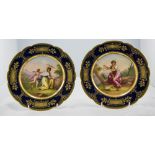 Royal Vienna Very Fine Pair of Signed, Hand Painted and Hand Gilded Cabinet Plates. Signed Riemer.