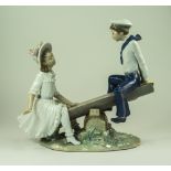 Lladro Figure ' Seesaw ' Model Num 1255. Issued 1974 - 1978. Status Retired. Height 9.5 Inches, 2