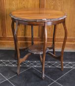 Early 20th Century Beechwood Centre Table, Shaped Scalloped Top, Raised On 6 Long Cabriole Legs,