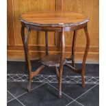 Early 20th Century Beechwood Centre Table, Shaped Scalloped Top, Raised On 6 Long Cabriole Legs,