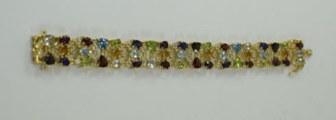 Multi Gemstone Openwork Bracelet, comprising 30.