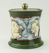 Wileman & Co Foley Intarsio Lidded Tobacco Jar. Reg Num 36438. c.1896. 5.25 Inches High.