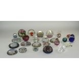 Collection Of 25 Glass Paperweights To Include Strathern, Millefiori, Foreign, Midton Crafts Ltd,