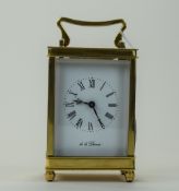 De La Grense English Brass Carriage Clock, with Visable to Escapement, Bevelled Glass Panels.