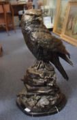 A Mid 20th Century Large and Impressive Signed Bronze Figure of a Bird of Prey, The Peregrine