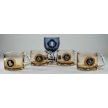 Wedgwood Jasper ware Cameo Glasses ( 5 ) In Total, Comprises 4 Tankards and 1 Goblet, Various