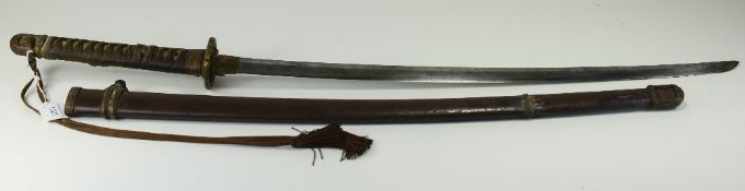 Japanese Sword (Shin-Gunto) Looks To Be c1930's Painted Steel Scabbard,