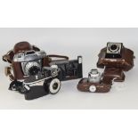 Collection Of 5 Cameras Comprising Coronet Victor With Leather Case, Bencini Comet S, EXA 11A With