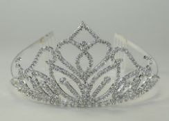 White Crystal Tiara, an openwork design, encrusted with brilliant, good quality crystals,