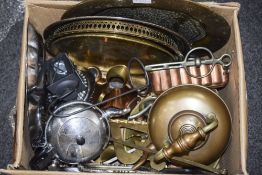 Collection Of Metalware & Brass Items, Comprising Chargers, Serving Dishes, Measuring Jugs,