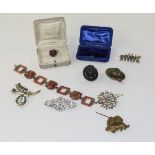 Small Mixed Lot Of Costume Jewellery Comprising Brooches, Some Set With Diamante,