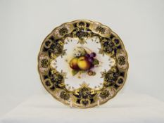 Royal Worcester Hand Painted Cabinet Plate ' Fallen Fruits ' Apples and Berries Still Life. Signed