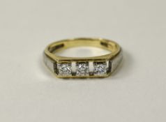 18ct Two Tone Gold 3 Stone Diamond Ring,