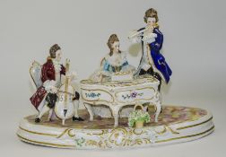 Dresden - Hand Painted Early 20th Century Porcelain and Lace Group Figure ' Musical Evening ' 9.