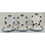 Shelley 1940's Set Of 12 Shaped Plates, ''Begonia'' pattern, number 13427. Yellow and pink flowers