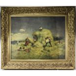 William Sanderson British 19th Century Artist ' Haymaking ' Oil on Canvas.