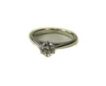 18ct White Gold Single Stone Diamond Ring Set With A Round Modern Brilliant Cut Diamond,