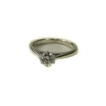 18ct White Gold Single Stone Diamond Ring Set With A Round Modern Brilliant Cut Diamond,