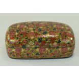 An Antique Floral Decorated Lidded Paper Mache Rectangle Shaped Box. Probably Russian. Height 2.75