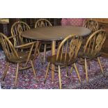 Ercol Drop Leaf Kitchen Table Together With 4 Standard Chairs And 2 Carvers