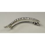 18ct White Gold Diamond Crescent Brooch Set With 21 Round Modern Brilliant Cut Graduating Diamonds,