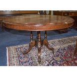 Victorian Mahogany Hall/Breakfast Table Circular Top Raised On Turned Quatrefoil Base,