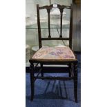 Small Edwardian Mahogany Bedroom Chair With String Inlay, Padded Seat