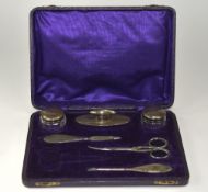 George V Silver Backed 6 Piece Manicure Set. Hallmark Birmingham 1919. A Pair of Scissors Missing.