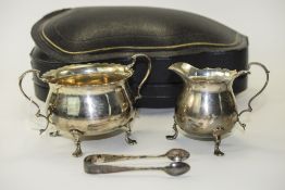 Boxed Silver Set Comprising Sugar Bowl,