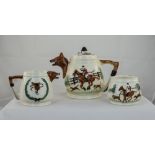 3 Piece Hunting Set Fox Head Spouts, Raised Hunting Scene