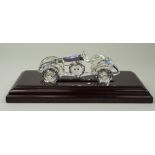 Swarovski Crystal Vintage Race Car with Mahogany Display Stand. Issued In 1989 - Retired 1995.