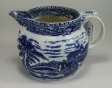 John Tams - Crown Pottery 19th Century Blue and White Jug. c.1875. 5 Inches High.
