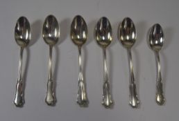 Large Silver Teaspoons, Late 19th Century Swedish Set of 5 + 1 Smaller Matching Spoon. 4 ozs 16