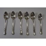 Large Silver Teaspoons, Late 19th Century Swedish Set of 5 + 1 Smaller Matching Spoon. 4 ozs 16