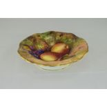 Royal Worcester Hand Painted and Signed Small Fruit Bowl / Tazza ' Fallen Fruits ' Stillife,