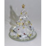 Swarovski Crystal Christmas Tree with Gold Metal Star and Mirror Base. Designer Anton Hirzinger.