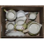 Mixed Box Of Pottery To Include James Kent Pearl Delight Dish 2996, Staffordshire Shorter Jugs