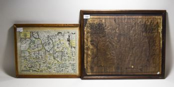 John Speed Framed Map Of Surrey, Dated For 1610. Appears To Be Laid Over One Other. 14 x 19