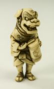 Japanese - Very Fine Signed Ivory Netsuke, Titled ' Lion Dancer ' Signed Shoryu.