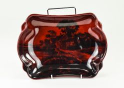 Royal Doulton Flambe Shallow Bowl / Dish ' Cottages In The Countryside. c.1920. Excellent Condition.