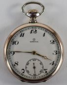 Omega Slim line - Medal Winner Silver and Gold Plated Open Faced Pocket Watch. c.1900-1910.