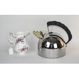 Italian Designer Kettle Chrome Domed Body With Trigger Spout And Black Handle,