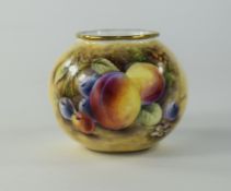 Royal Worcester Hand Painted Small Bulbous Shaped Vase ' Fallen Fruits ' Design. Signed, Date 1953.