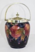 William Moorcroft Signed Walker and Hall Silver Plated Lidded and Swing Handle Biscuit Barrel,