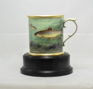 Royal Worcester Unique Fishing Trophy Mug, of similar decoration to the previous lot,