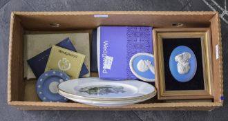 Small Mixed Lot Of Pottery To Include Wedgwood Jasper Ware Plaques And Commemorative Plates