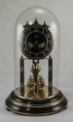 Haller 400 Day Anniversary Clock Under a Glass Dome, with Black and Enamel Inset Pillars and Dial.