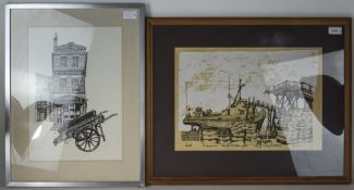 Gary Sergeant One Framed Lithograph And One Framed Screen Print, One Signed in Pencil,