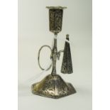Victorian Silver Miniature Taperstick Of Typical Form, With Hexagonal Base,